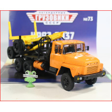 1:43 Magazine #73 with souvenir KrAZ 6437 with trailer GKB 9871 timber truck